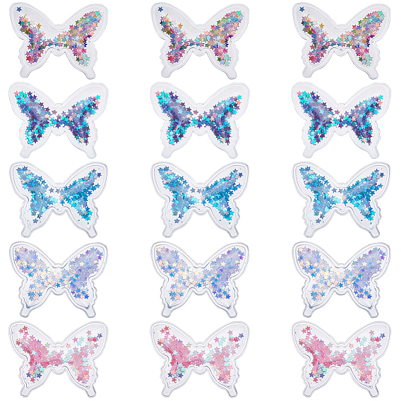 40шт 5 цвета ПВХ украшения аксессуары, со звездчатыми блестками, бабочка