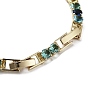 Colorful Glass Tennis Bracelet, Brass Link Chain Bracelets, Long-Lasting Plated