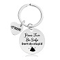 Flat Round with Phrase Stainless Steel Pendant Keychain, Mother's Day Gift Keychain