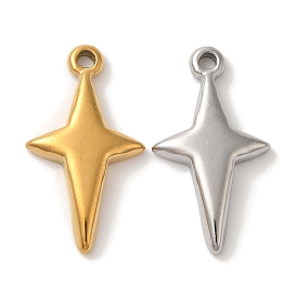 Ion Plating(IP) 304 Stainless Steel Pendants, Star Charm