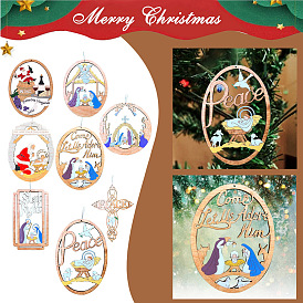 Jesus Advent Christmas Hollow Wooden Display Pendant Decorations, for Home Christmas Tree Hanging Ornaments