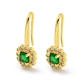 Brass Micro Pave Cubic Zirconia Dangle Earring, Real 18K Gold Plated