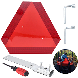Aluminium Slow Moving Vehicle Tail Warning Sign Boards, with Carbon Steel Cross Screwdriver, High Carbon Steel Hexagon Wrenches and Aluminum Mounting Bracket Hardware Kit