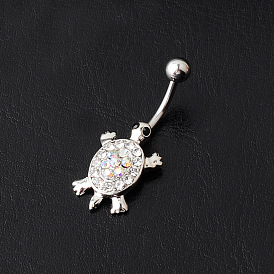 Tortue 316 acier inoxydable chirurgical avec anneaux de nombril en strass