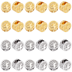 PandaHall Elite 40Pcs 2 Colors Alloy Spacer Beads, 
Long-Lasting Plated, Flat Round with Tree of Life Pattern