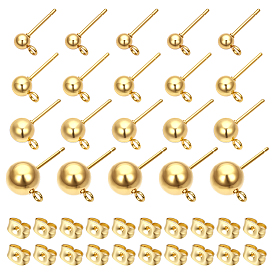 60шт 4 стили 304 фурнитура для сережек из нержавеющей стали, с петлей и ушной гайкой / серьгами