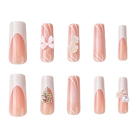 ABS Plastic Full Cover Press On False Nails, Nail Art Detachable Manicure, with Sticker