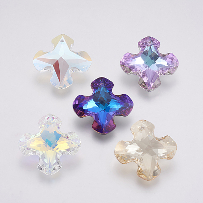 K9 Glass Rhinestone Pendants, Imitation Austrian Crystal, Faceted, Cross