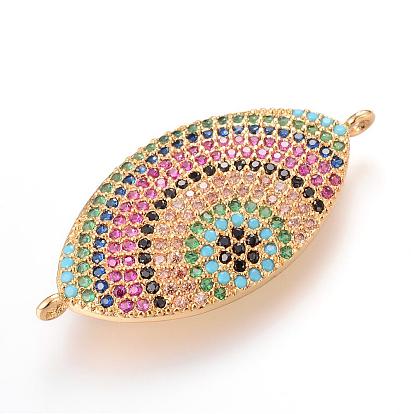 Brass Micro Pave Cubic Zirconia Links, Eye