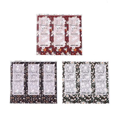 Thank You Stickers, Rectangle Stickers, Adhesive Label Stickers, with Word & Flowers, Thanks Theme