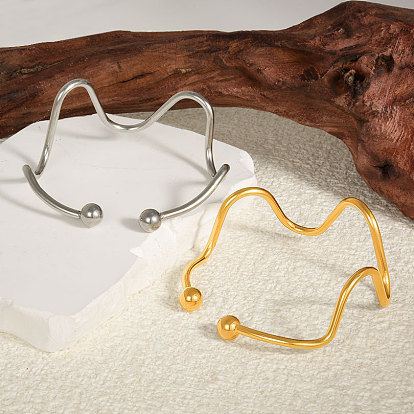 Европейский и американский стиль 304 браслеты-манжеты из нержавеющей стали, браслеты с крутящим моментом для женщин