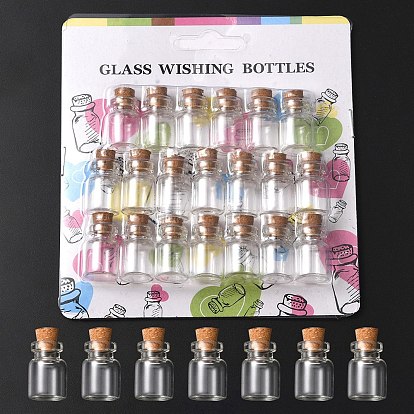 20 шт мини милые маленькие стеклянные банки стеклянные бутылки, декоративные подвески хранения, бутылка желаний, с пробкой
