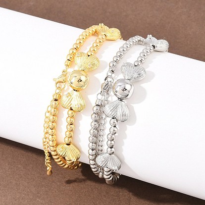 Женское ожерелье-нагрудник из латуни с микропаве из прозрачных кубических цирконий в форме сердца, круглые бусы., долговечный, стойки покрытие, без свинца и без кадмия