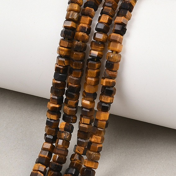 Природных тигровый глаз бисер нитей, граненые, шестиугольник