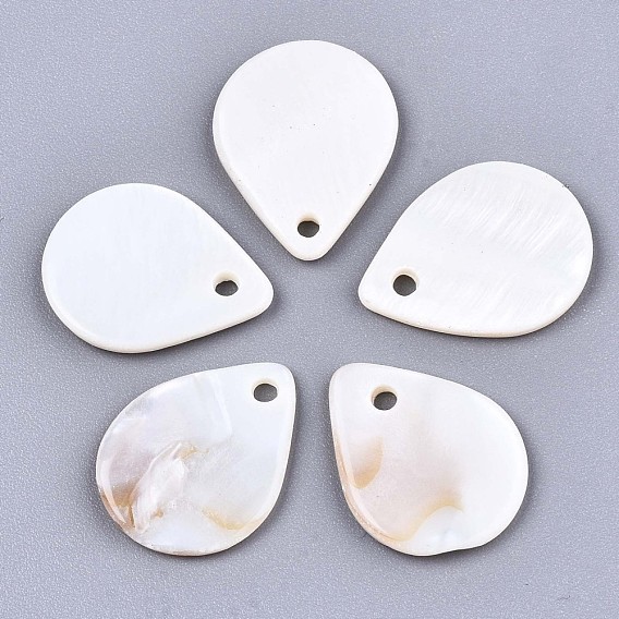 Natural Freshwater Shell Charms, Teardrop