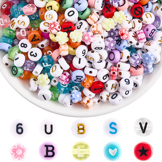 1400 шт 10 цвета непрозрачные акриловые бусины, с эмалью, разнообразные