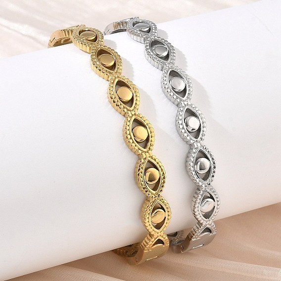 304 Stainless Steel Hinged Cuff Bangles, Eye