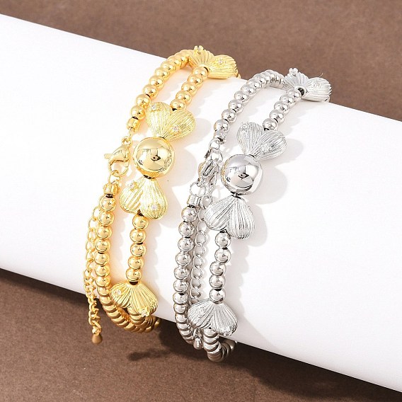 Женское ожерелье-нагрудник из латуни с микропаве из прозрачных кубических цирконий в форме сердца, круглые бусы., долговечный, стойки покрытие, без свинца и без кадмия