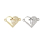 Brass Micro Pave Clear Cubic Zirconia Connector Charms, Heart with Hollow Cross Links, Long-Lasting Plated, Lead Free & Cadmium Free