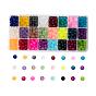 24 Colors Transparent Glass Beads, for Beading Jewelry Making, Frosted, Round