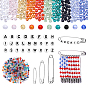 DIY Safety Pins Kits, including Iron Safety Pins, Glass Beads, Acrylic Beads, Mixed Shapes