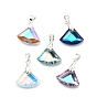 AB цвет гальваническим Гальваническим стеклянные подвески, фанатское очарование, с латунной поручительств, граненые