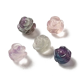 Perles de fleurs sculptées en fluorite naturelle, rose