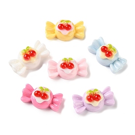 Opaque Resin Imitation Food Cabochons, Candy with Cherry