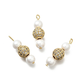 Латунные микро проложить кубического циркония подвески, стойки покрытие, долговечный, без кадмия и без свинца, реальный 18 k позолоченный, с натуральной жемчужиной