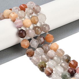 Natural Rutilated Quartz Beads Strands, Faceted, Bicone, Double Terminated Point Prism Beads