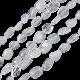 Brins de perles de cristal de roche en cristal de quartz naturel, pierre tombée, nuggets