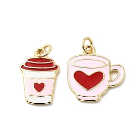 Латунные подвески, чашка с подвесками в виде сердца, с эмалью, с целью перехода в кольце