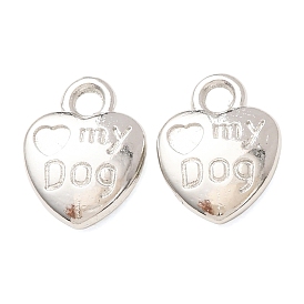 Ajustes de esmalte encanto de la aleación del estilo tibetano, corazón palabra tallada mi perro, sin plomo y cadmio, 13x10x3 mm, Agujero: 2 mm, sobre 980 unidades / 1000 g