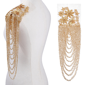 1 Pair Embroidery Plastic Sequin Epaulettes, with Glass Beads