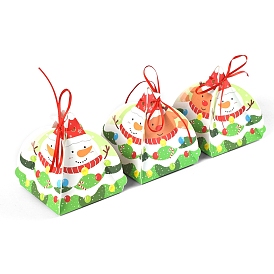 Christmas Snowman Triangle Shaped Paper Candy Gift Boxes, Candy Packaging Boxes, Cartons Chocolate Party Gifts For Guests