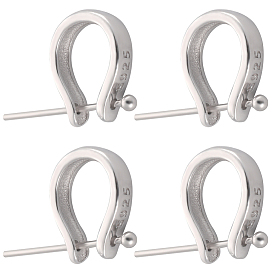 4 шт. 925 подвески-капли из стерлингового серебра с шарообразными головками, с печатью s925