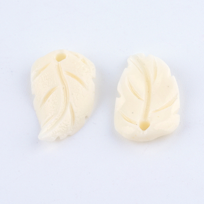Synthetic Coral Charms, Leaf, 14.5x9x3mm, Hole: 1.5mm