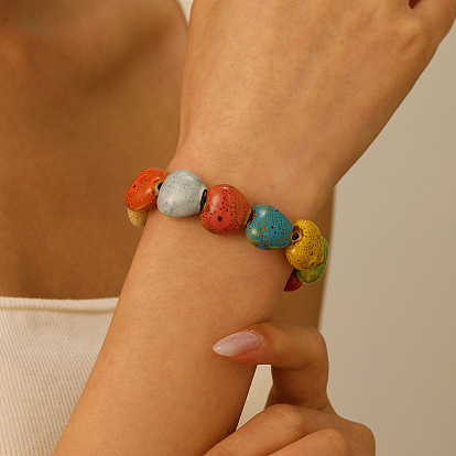 Браслеты из фарфоровых бусин ручной работы для женщин, сердце