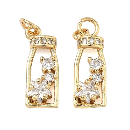 Латунные микро проложить кубического циркония подвески, бутылочка со звездочками, без свинца и без кадмия, стойки покрытие, долговечный