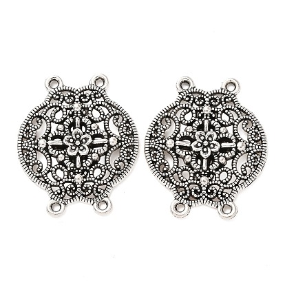 Тибетский стиль сплава многожильных ссылки, 4 контур, полые плоские круглые с цветком