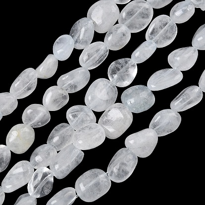 Brins de perles de cristal de roche en cristal de quartz naturel, pierre tombée, nuggets