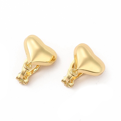 Alloy Clip-on Earring Findings, with Horizontal Loops, Heart