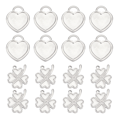 304 подвеска кабошон нержавеющая сталь под эмаль, клевера и сердце