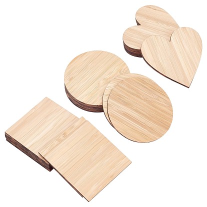 Wooden Boards for Painting, Square & Flat Round & Heart