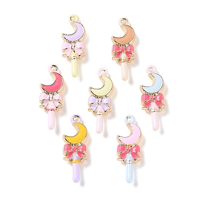 Alloy Enamel Pendants, Magic Wand Charms