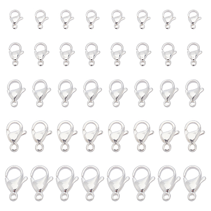 40Pcs 5 Style 304 Stainless Steel Lobster Claw Clasps, Parrot Trigger Clasps