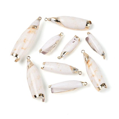 Гальванические большие подвески из натуральной ракушки, Подвески в виде раковин с петлями из железа золотистого оттенка.