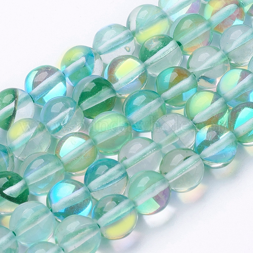 China Factory Synthetic Moonstone Beads Strands, Holographic Beads