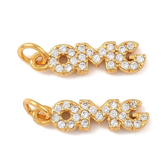 Латунные микро проложить кубического циркония прелести, Слово omg, с целью перехода в кольце, долговечный, без свинца и без кадмия