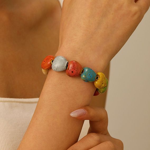 Браслеты из фарфоровых бусин ручной работы для женщин, сердце